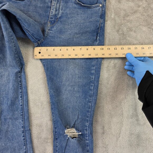 Uniqlo Jeans Womens 27 Blue Skinny Tapered Ultra Stretch Distressed Raw Hem - Picture 6 of 12